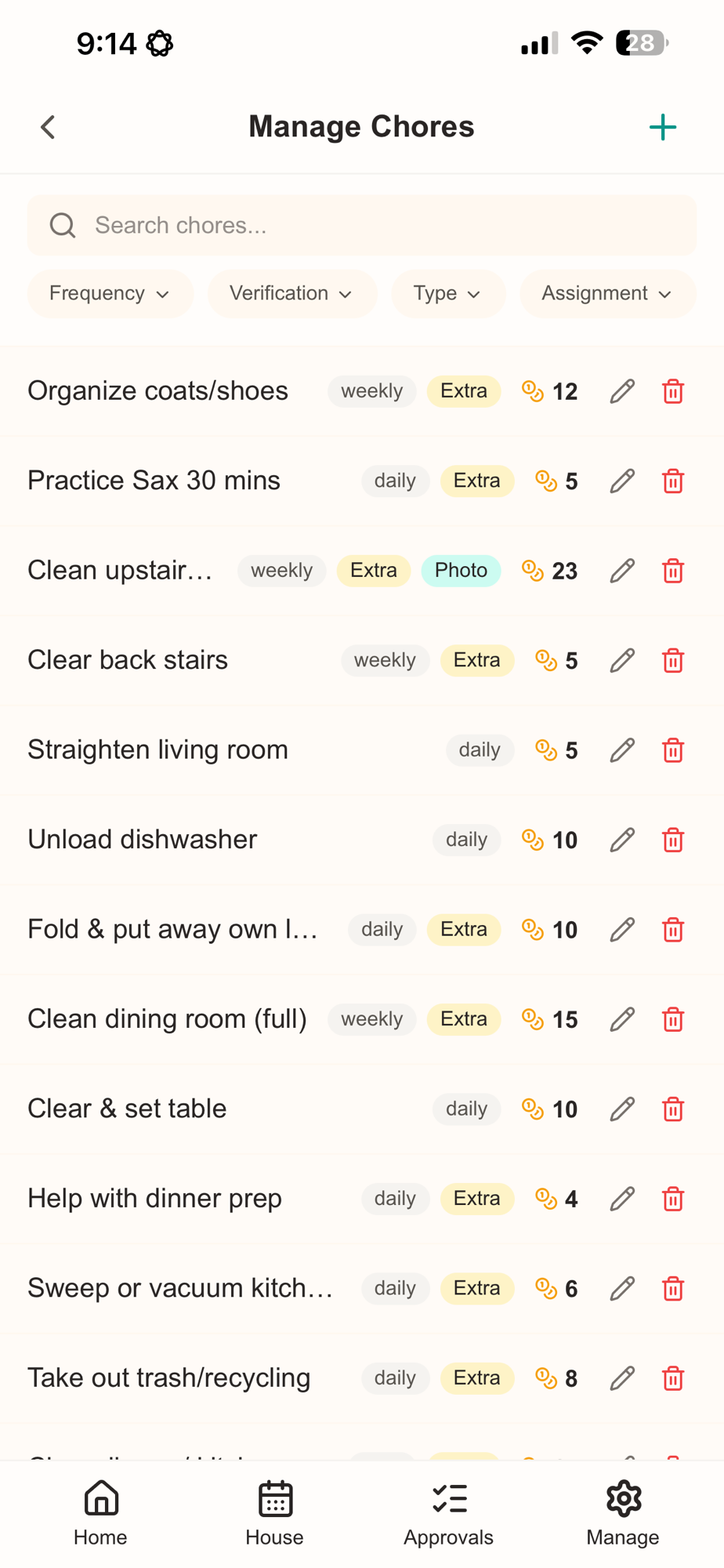 Chores manage chores