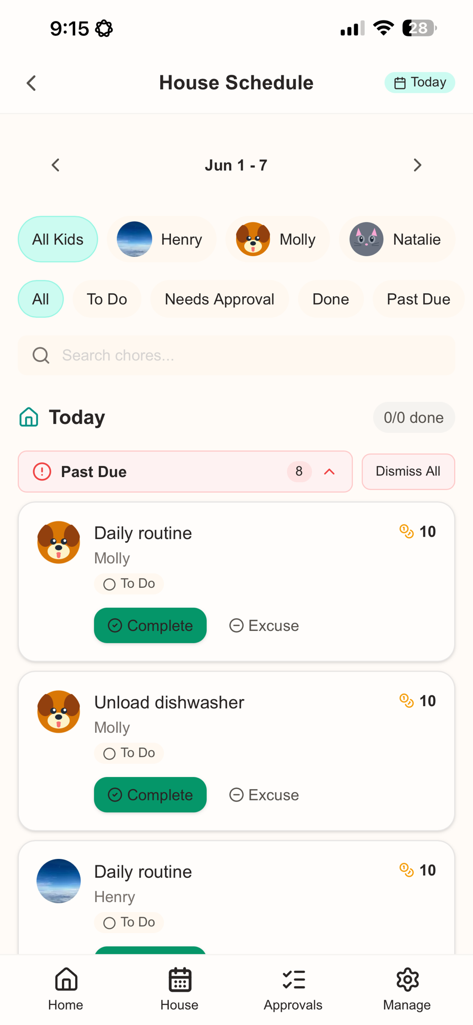 Chores house schedule