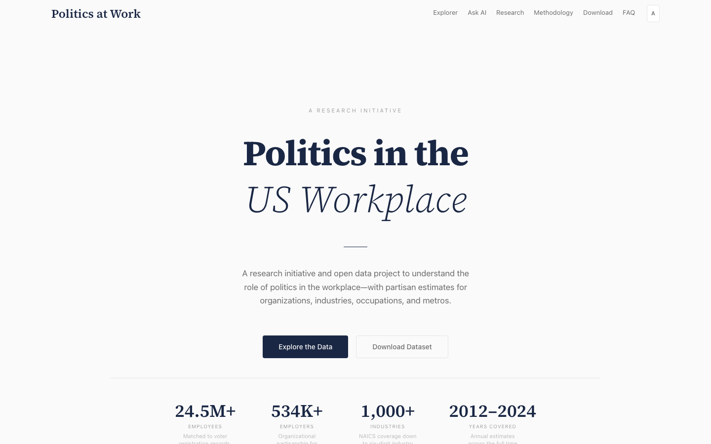 politicsatwork.org homepage